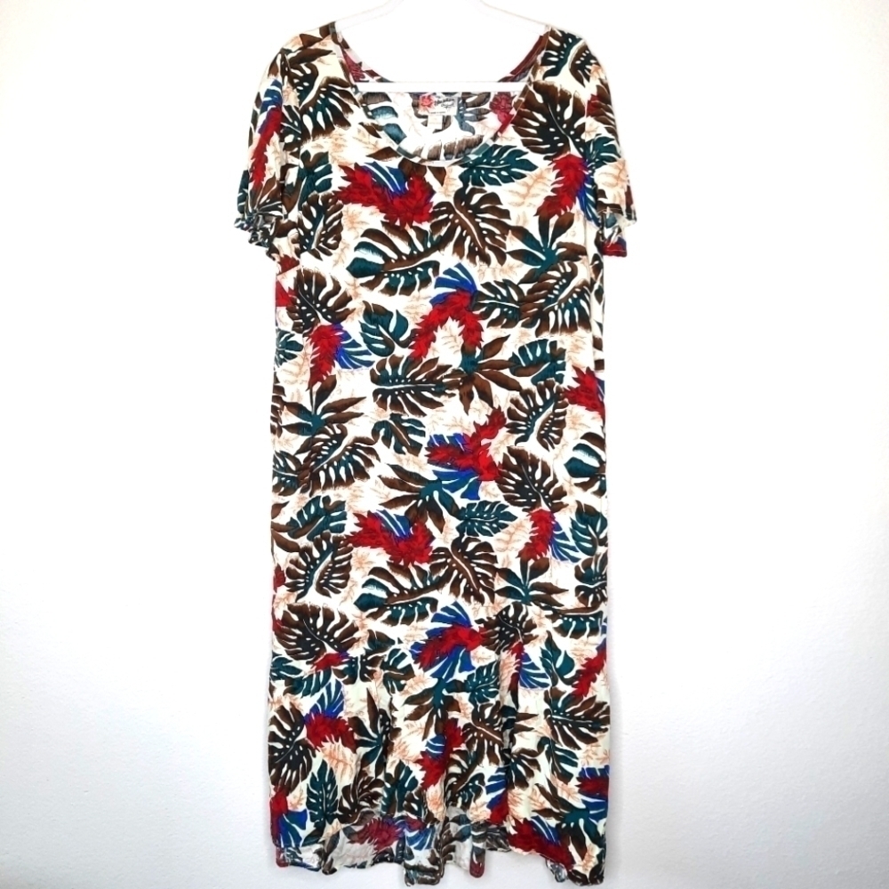 Hilo Hattie Cream & Fiber Rayon Tea Dress 2XL